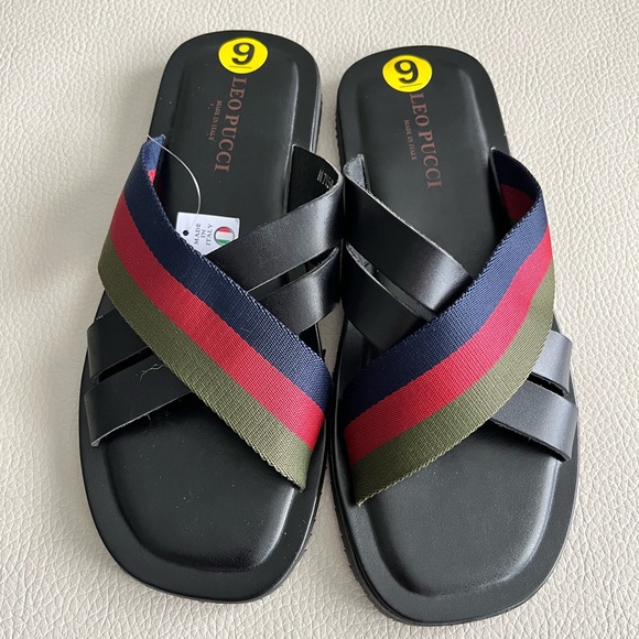 NWT - Leo Pucci Men’s Leather Sandals - Size 9 - Made in Italy - Picture 1 of 5